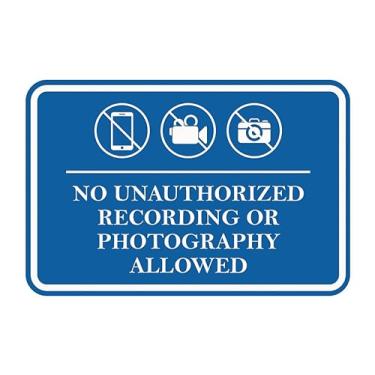 Imagem de Signs ByLITA Moldura clássica sem gravação não autorizada ou fotografia permitida placa de porta ou parede Material durável | Fácil instalação (azul) - Pequena