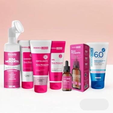 Imagem de Kit Skincare Rosa Mosqueta + Mousse Micelar Rosa Rhenuks+Serum Rosa Mosqueta Clareador 100% EFICACIA+Protetor Solar FPS60 Sem Cor