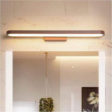 Imagem de Lâmpadas de espelho de banho simples 41/60/80/100/120 cm luzes frontais de espelho criativo pós-moderno cor de café penteadeira de banheiro maquiagem à prova d'água neblina led luz de preenc