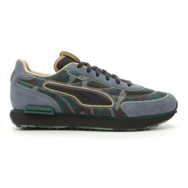 Imagem de PUMA Tênis masculino Future Rider Concrete Camo com cadarço casual - azul, verde, Azul, 35