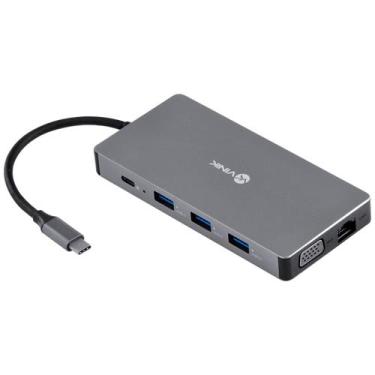 Imagem de Hub USB Tipo C TYPE C 10 em 1-3 USB3.0 Cartaosd TF HDMI VGA Audio P2 R