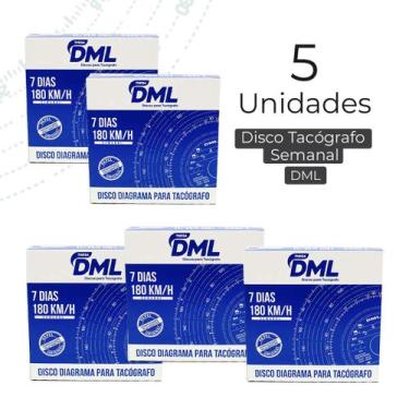 Imagem de 5 Caixas Disco De Tacógrafo Semanal 180 Km X 7 Dias Caminhão - DML