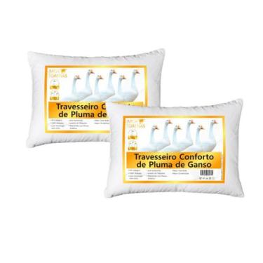 Imagem de Kit 02 Travesseiros Toque de Pluma 50x70cm Lavável, Antiácaro, Antialé