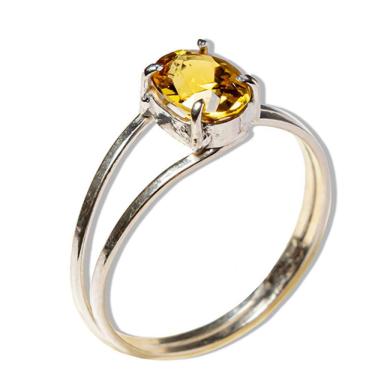 Imagem de Anel Nlux Citrino Cabochão Facetado Ajustável Prata 950