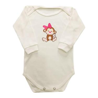 Imagem de Body Manga Longa Bebê Macaquinha Laço Rosa + Calça - Generic, P, Off w