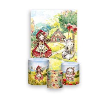 Imagem de Painel De Festa Vertical 1,50 x 2,20 + Trio De Capas Cilindro - Menina