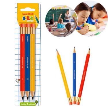 Imagem de Lápis De Grafite Big Hb Blister Com 3 Unidades Jumbo - Leonora