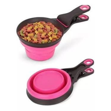 Imagem de Medidor Prendedor Multifunção Ração Água Retrátil Fecha Saco - GatoAoC