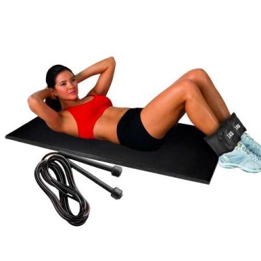 Imagem de Conjunto Colchonete Tapete Yoga Camping + Peso de Perna 1KG Tornozelei