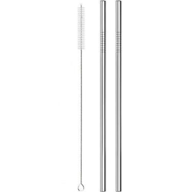 Imagem de Kit 2 canudos reto em inox reutilizável + escova de limpeza - NICOBEM