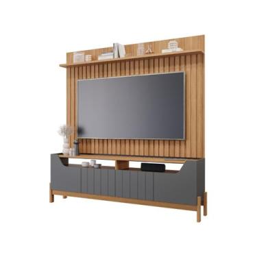 Imagem de Estante Moema Painel P/TV até 70" 04 portas MDF Permobili, Grafite Nat