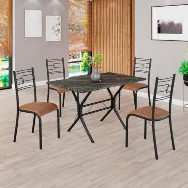 Imagem de Conjunto Sala de Jantar Mesa Retangular 100x60cm Tampo Pedra Ardósia I