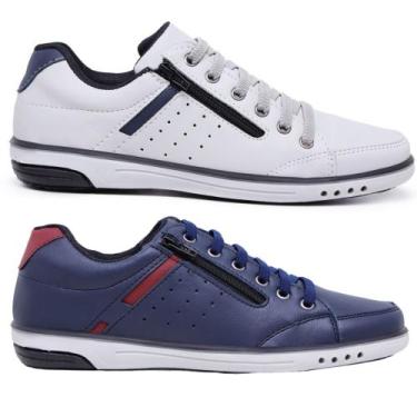 Imagem de Kit 2 Pares Sapatênis Masculino Casual Fechamento Elastico e Ziper - S