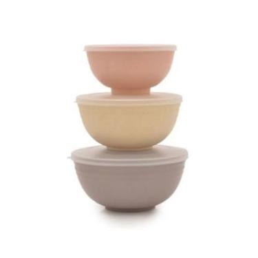 Imagem de Kit 3 Bowls Cumbucas Tigelas de Bambu Sopas Caldos Com Tampa de Plásti