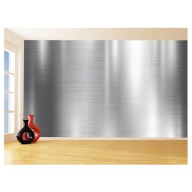 Imagem de Papel De Parede 3D Textura Aço Escovado Prata 3,5M Txt224 - Você Decor