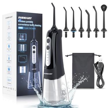 Imagem de Irrigador dental sem fio para água dental, tanque de 300 ml INSMART profissional DIY modo USB recarregável Irrigador bucal para casa e viagem, IPX7 à prova d'água 4 modos de irrigação para higiene bu