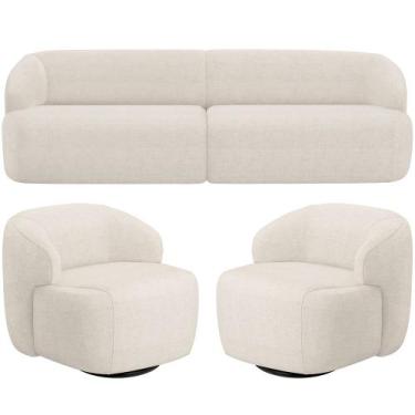 Imagem de Sofá 4 Lugares Curvo Orgânico com 02 Poltronas Para Sala Living 280cm 