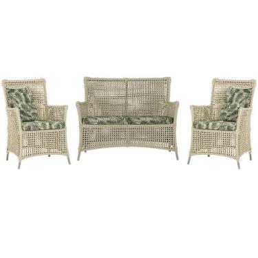 Imagem de Jogo Sofá e 2 Poltronas de Área Igapó Alumínio Pintura Fendi Corda Náu