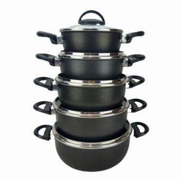 Imagem de Jogo De Panelas Antiaderente 5 Peças Com Tampa De Vidro Luxo - multi a