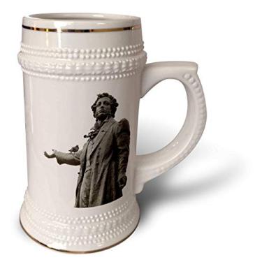 Imagem de 3dRose Estátua de Alexander Pushkin, São Petersburgo, Rússia-EU26 KSU0037-Keren Su Mug, 530 ml, aço de 650 ml, branco