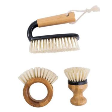 Imagem de Kit escova de frutas e escova de limpeza preto 3 pçs - Oikos, U, PRETO