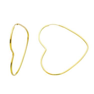 Imagem de Brinco Ouro 18k 750 Argola Coracão Adulto Grande 2.5cm - DR Joias