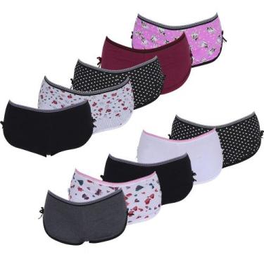 Imagem de Kit 10 Calcinhas Short Bombom Calesson Algodão Penteado - Click Mais B