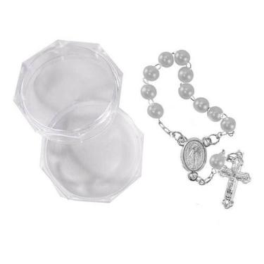 Imagem de 60 Mini Terços Brancos com Embalagem Italiana - SJO Artigos Religiosos