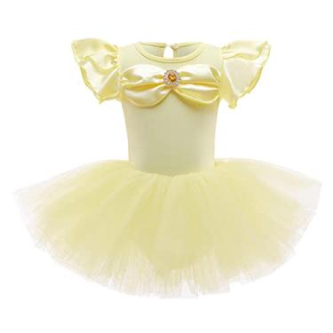 Imagem de Dressy Daisy Collant de balé, vestido tutu para meninas, bailarina, fantasia de dança, roupa de dança com saia de tule, Estilo F, 3-4 Anos