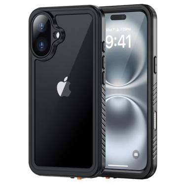 Imagem de Lanhiem Capa para iPhone 16 Plus, IP68, à prova d'água, à prova de poeira, à prova de choque com protetor de tela integrado, capa de telefone resistente de corpo inteiro 360 para iPhone 16 Plus - 6,7