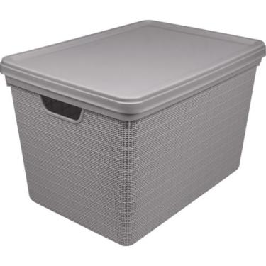 Imagem de Cesto Organizador Com Tampa Armário Lavanderia 22 Litros - Jaguar Plas