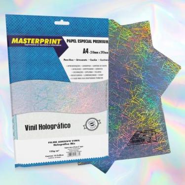 Imagem de Filme Adesivo Vinil Holográfico Mix A4 135g 10 Folhas a Prova D'água M