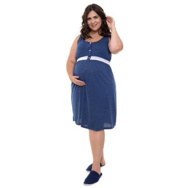 Imagem de Camisola Plus Size Linda Gestante Regata Amamentação com Renda, 48/GG