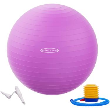Imagem de BalanceFrom Bola de exercício antiexplosão e antiderrapante bola de ioga bola fitness bola de parto com bomba rápida, capacidade de 900 g (78-85 cm, 2GG, roxo)