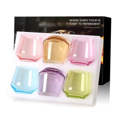 Imagem de Conjunto de taças de vinho coloridas sem haste de 170 a 400 ml com cristal soprado à mão, taça de vinho multicolorida para amantes de vinho, casamento, presentes de aniversário para mulheres
