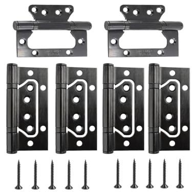 Imagem de bociloy 6 peças de dobradiças de porta sem encaixe de 10 x 7,6 cm, dobradiças de porta de rolamento de aço inoxidável, dobradiças de porta de borboleta, dobradiças interiores de 3 mm de espessura,