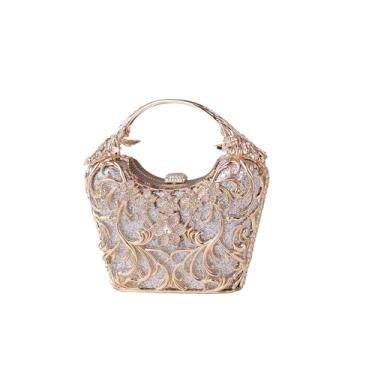 Imagem de CORIOS Bolsa feminina de strass para noite com lantejoulas brilhantes bolsa de mão de cristal bolsa de mão de casamento bolsa de ombro com glitter, Prata, Large