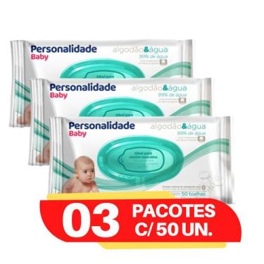 Imagem de Toalhinhas umedecidas personalidade RN kit 3 pacotes com 50 unidades -