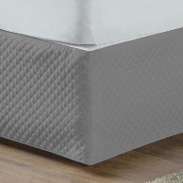 Imagem de Saia box Para Cama Solteiro Matelada 150 Fios Quadriculada Eví Decor -