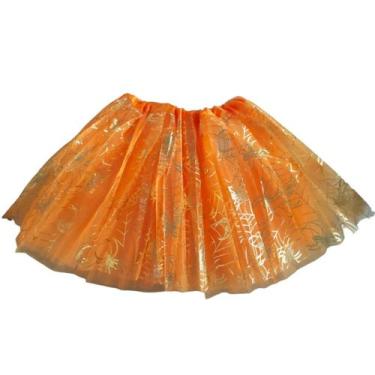 Imagem de Saia Tutu Halloween Kit Bruxinha Saia De Tule e Tiara de Bruxa Colorid