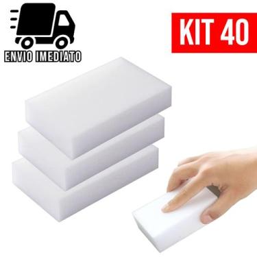 Imagem de Kit 40 Esponja Magica Limpa Tudo Bucha Melamina Remove Manchas - Clink