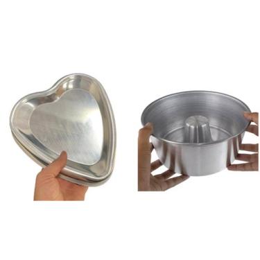 Imagem de Kit De 1 Forma De Bolo Pudim De 20 cm + 1 Forma Coração Ballerine Para