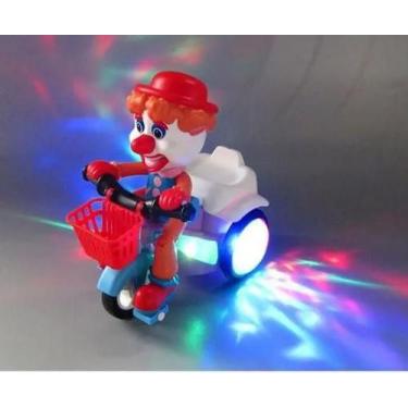 Imagem de Brinquedo Triciclo Palhaço Bate E Volta Empina Gira 360 Com Sons Luz e