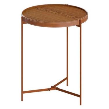 Imagem de Mesa Lateral Aqua Pequena Freijó Cobre - Imcal - IMCAL MÓVEIS