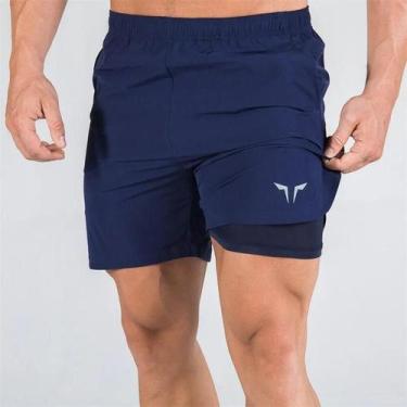 Imagem de Calções Esportivos Masculinos - Fitness, Respiráveis e Secagem Rápida,