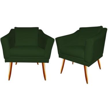 Imagem de Kit 2 Poltronas Decorativa Agatha Suede Verde Pés Madeira Ms Decor - M