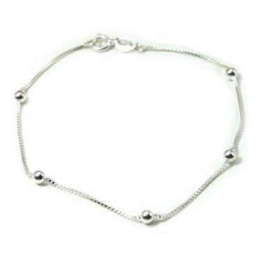 Imagem de Pulseira Feminina Bolinha Prata Legitima 925 - Lojas La&Ny, 18 cm, Pra