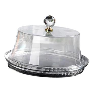 Imagem de ＫＬＫＣＭＳ Suporte para Bolo com Cúpula de Acrílico, Prato Redondo para Servir, Bandeja de Sobremesa para Eventos, 38x38x14.5 Cm