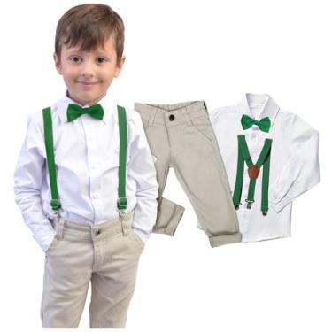 Imagem de Roupa Juvenil Social Masculino Batizado Casamento Gravata E Suspensóri