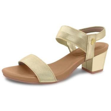 Imagem de Sandalia Feminina Conforto Couro Salto Medio Usaflex